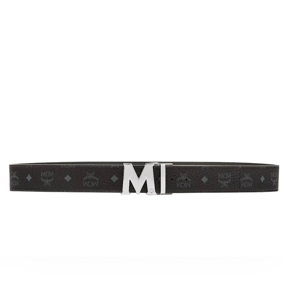 MCM Men's Claus Reversible Leather Belt Black & Silver AUTHENTIC - Picture 7 of 9